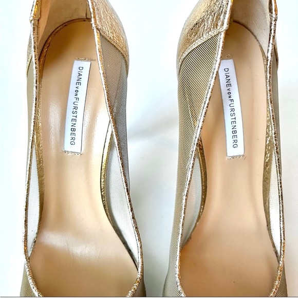 DVF Gold Mesh Stiletto Heels 9.5 - Picture 2 of 11